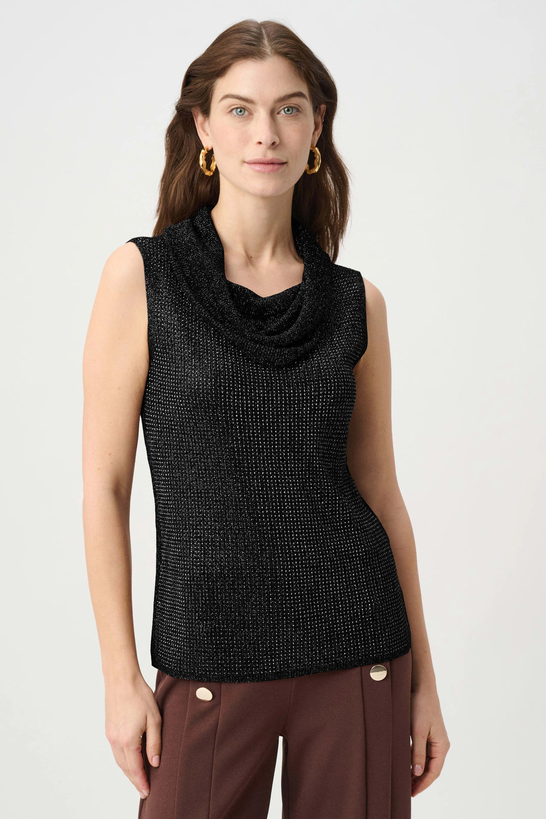 Joseph Ribkoff Rhinestone Cowl Neck Top  264929  Black