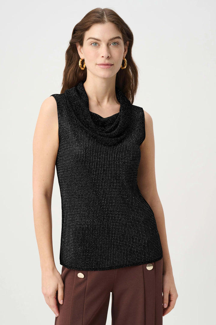 Joseph Ribkoff Rhinestone Cowl Neck Top  264929  Black