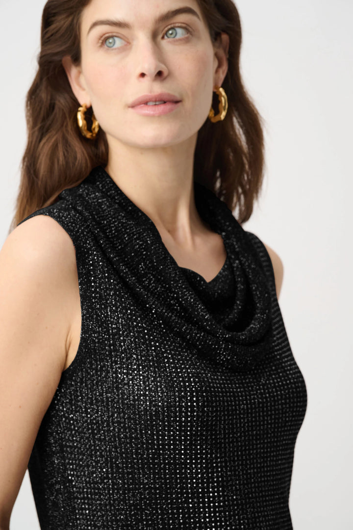 Joseph Ribkoff Rhinestone Cowl Neck Top  264929  Black
