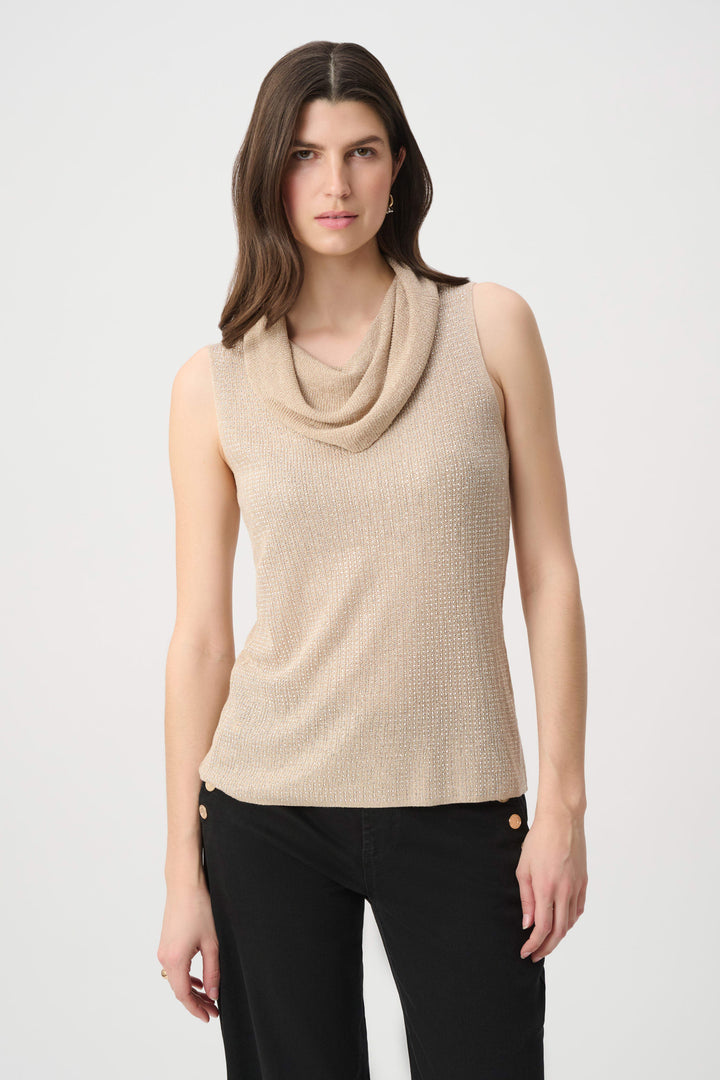 Joseph Ribkoff Rhinestone Cowl Neck Top  264929  Champagne