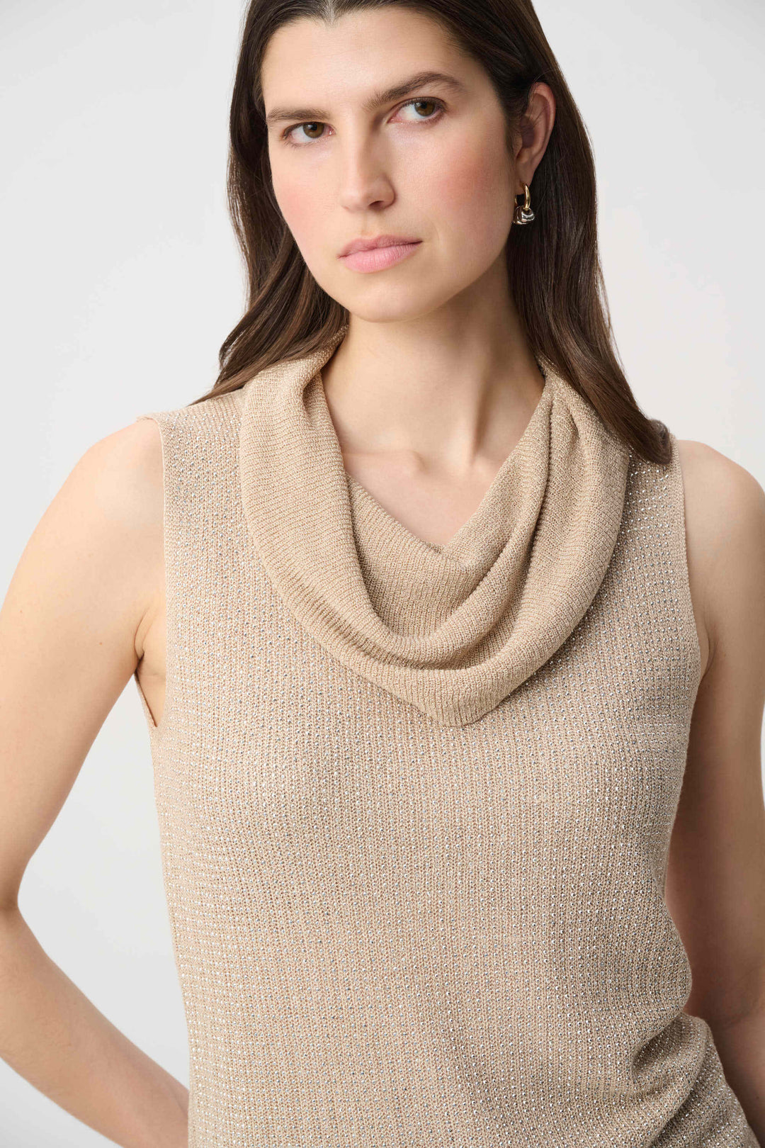 Joseph Ribkoff Rhinestone Cowl Neck Top  264929  Champagne