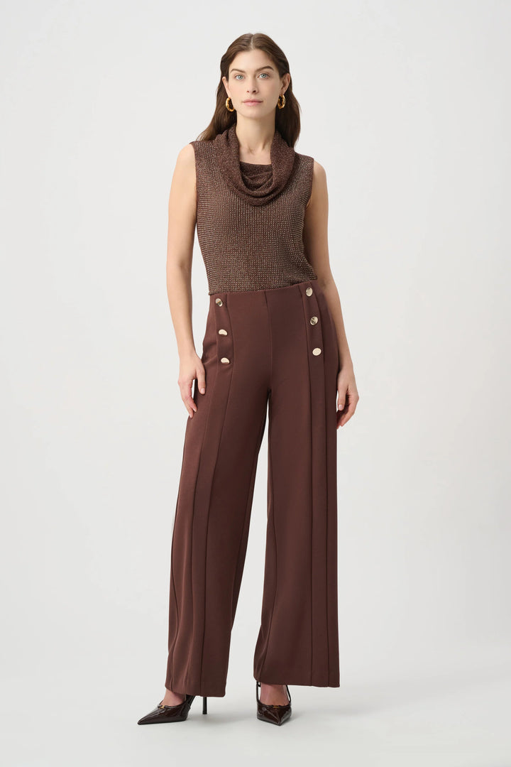 Joseph Ribkoff Rhinestone Cowl Neck Top  264929  Mahogany