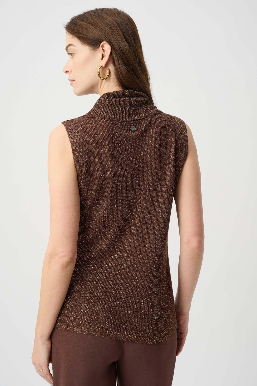 Joseph Ribkoff Rhinestone Cowl Neck Top  264929  Mahogany