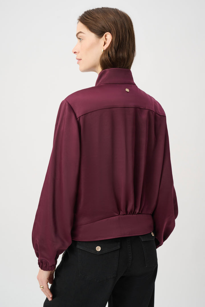 Joseph Ribkoff Satin Puff Sleeve Utility Jacket  264939  Elderberry