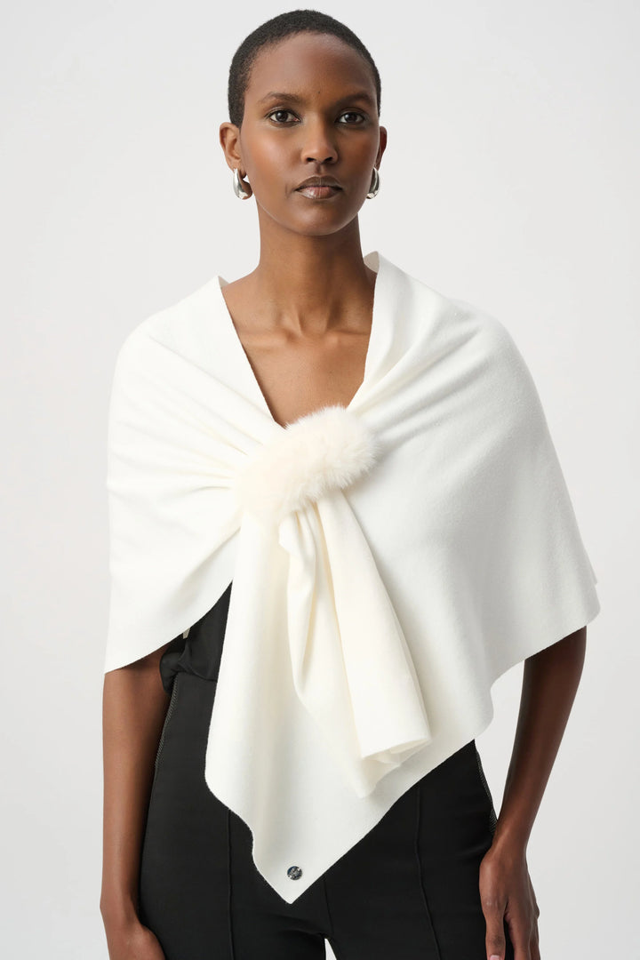 Joseph Ribkoff Faux Fur Draped Cover Up  264953  Winter White