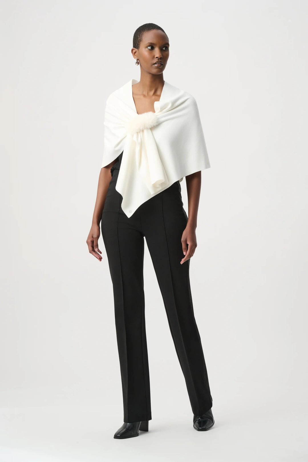 Joseph Ribkoff Faux Fur Draped Cover Up  264953  Winter White