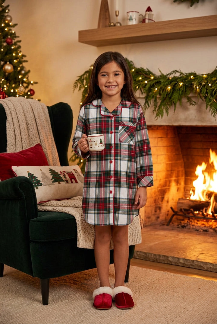 Petit Lem Girls Plaid Night Shirt    26HRS56F05    Red Plaid