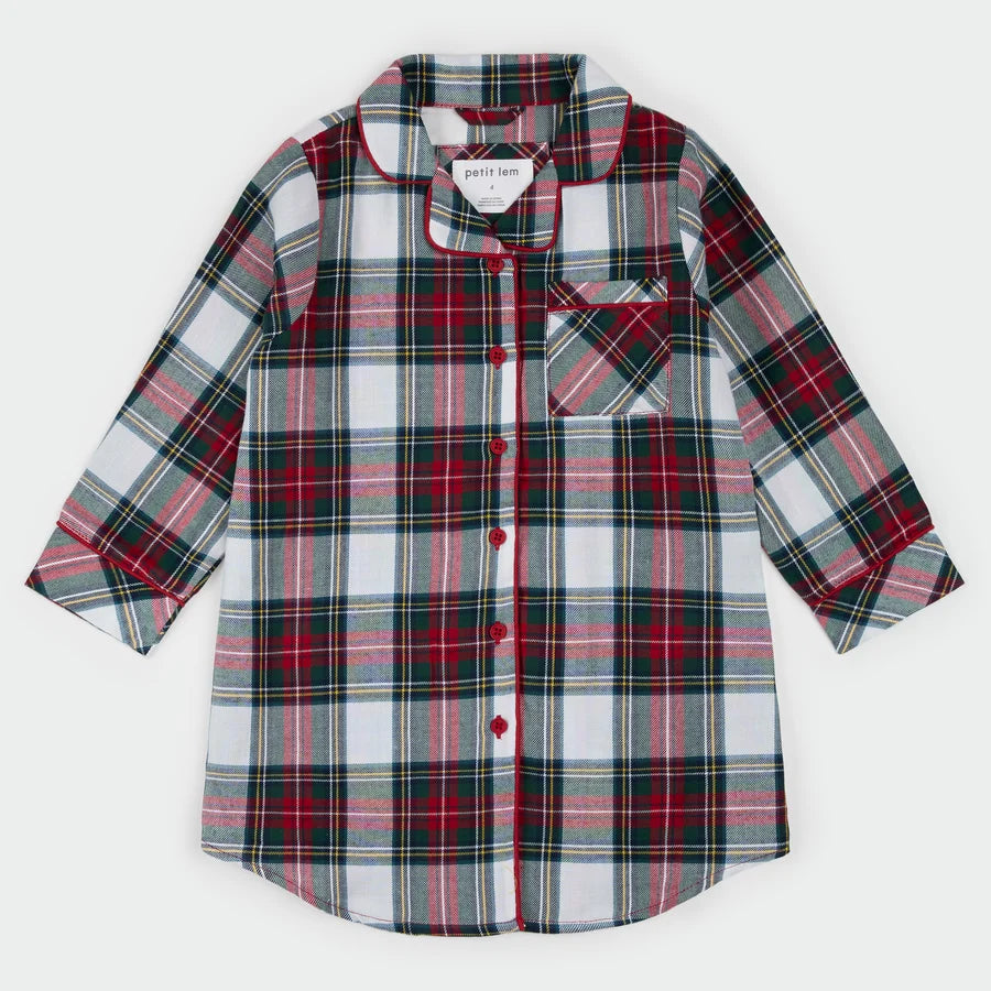 Petit Lem Girls Plaid Night Shirt    26HRS56F05    Red Plaid