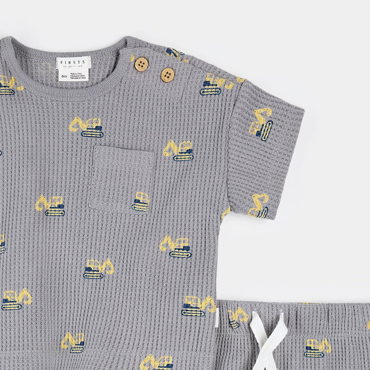 Petit Lem Baby Boy 2Pce SS Top and Short Set  26SGW31E01  Medium Grey **