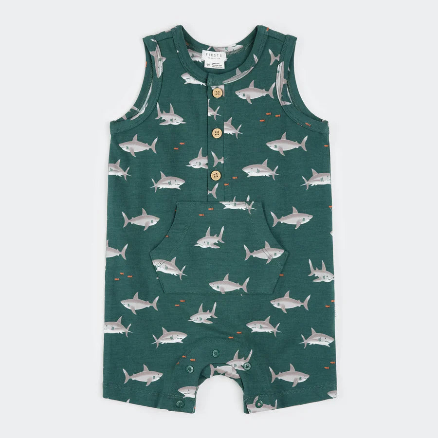 Petit Lem Baby Boy Sleeveless Romper   26SGW37N01   Teal