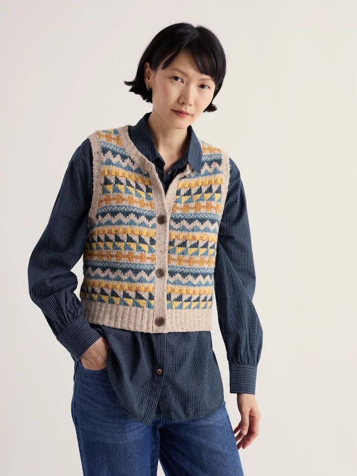 Seasalt Dawson Pick Vest  39197  Fairisle Zig Zag Geo Bright Marine Mix
