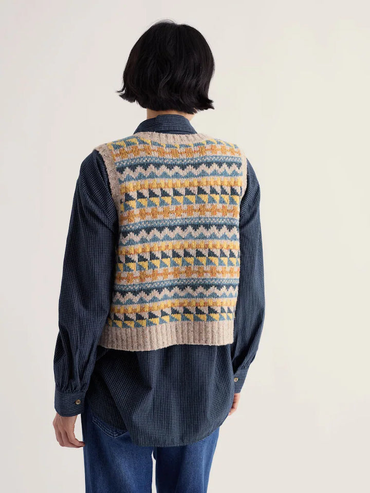 Seasalt Dawson Pick Vest  39197  Fairisle Zig Zag Geo Bright Marine Mix