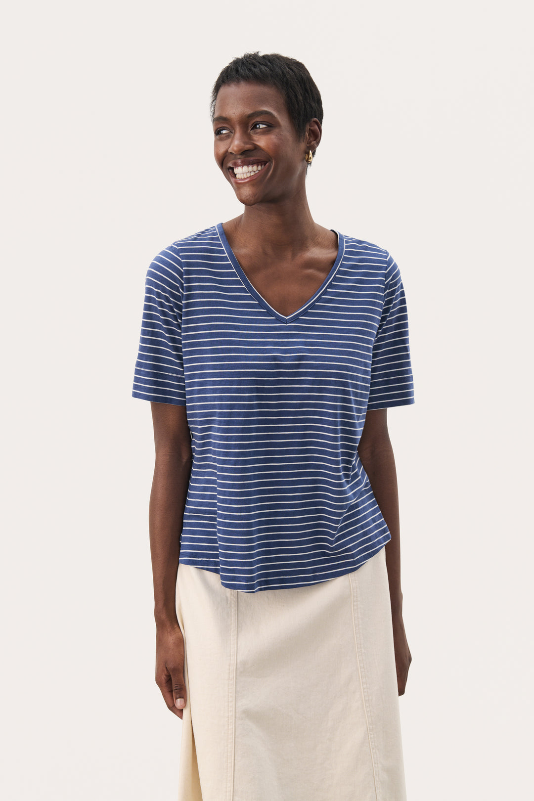 Part Two Curlia Short Sleeve Tee  30309536  Oceana Eggnog Stripe