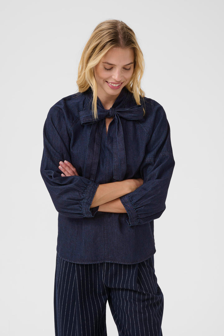 Part Two Sassi Blouse  30309975  Rinse Blue Denim