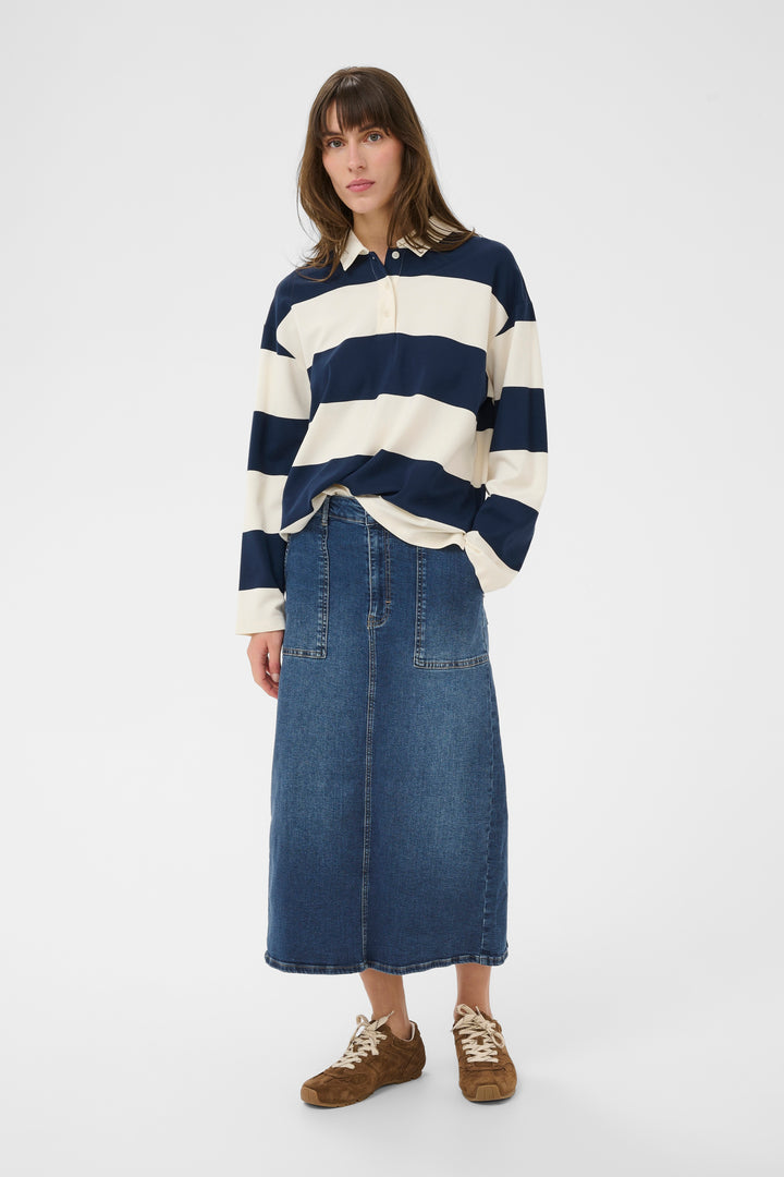 Part Two Aiya Denim Skirt  30310367  Medium Dark Blue
