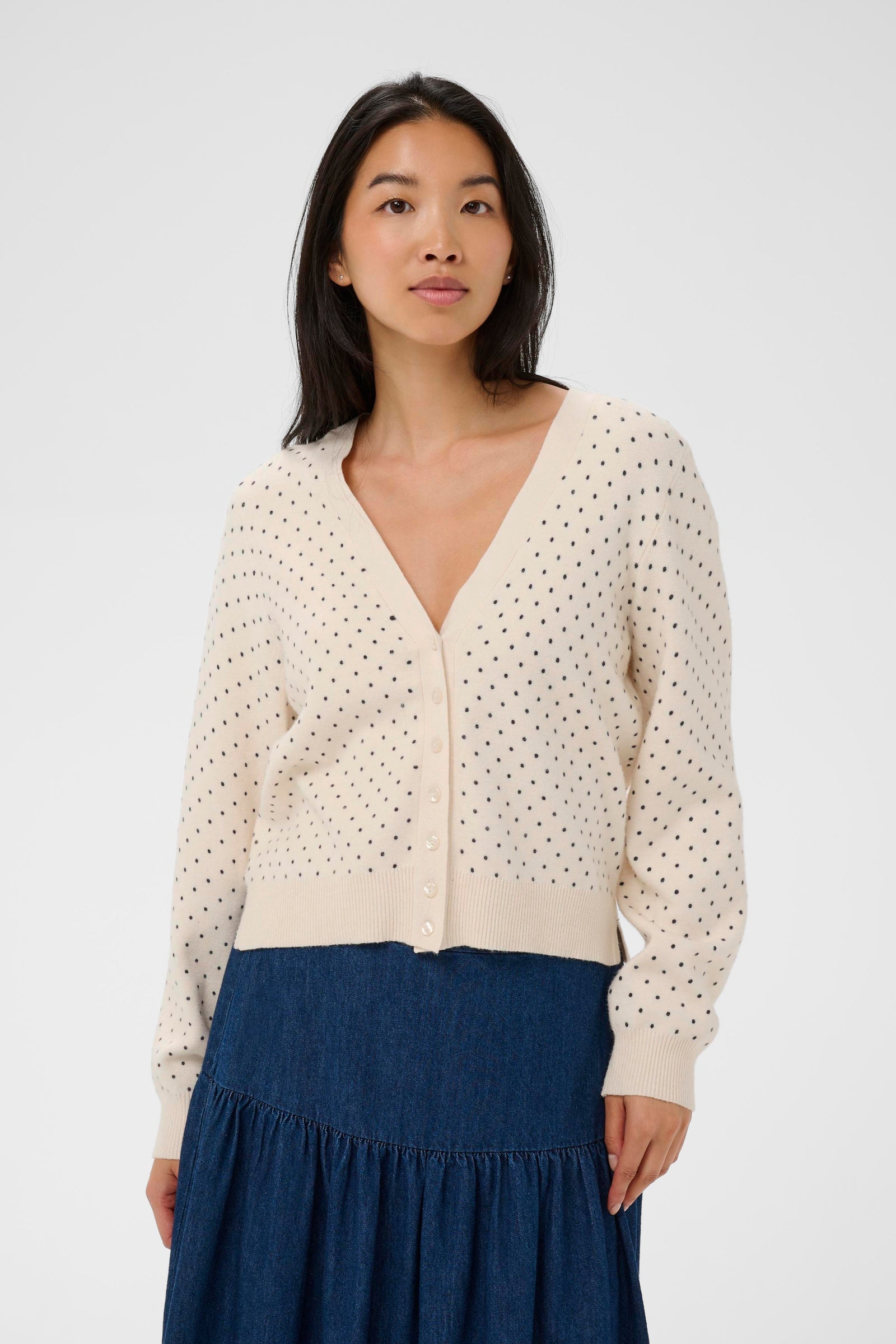 Part Two Anessa Cardigan 30310394 Dark Navy Dot