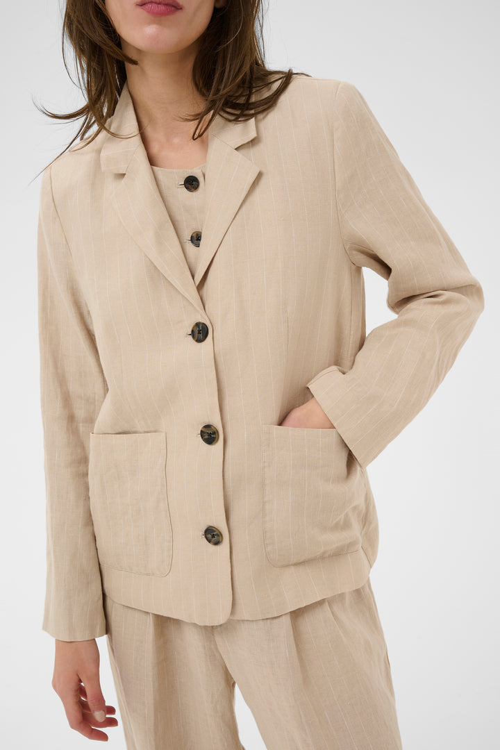 Part Two Alita Blazer  30310442  Neutral Pinstripe