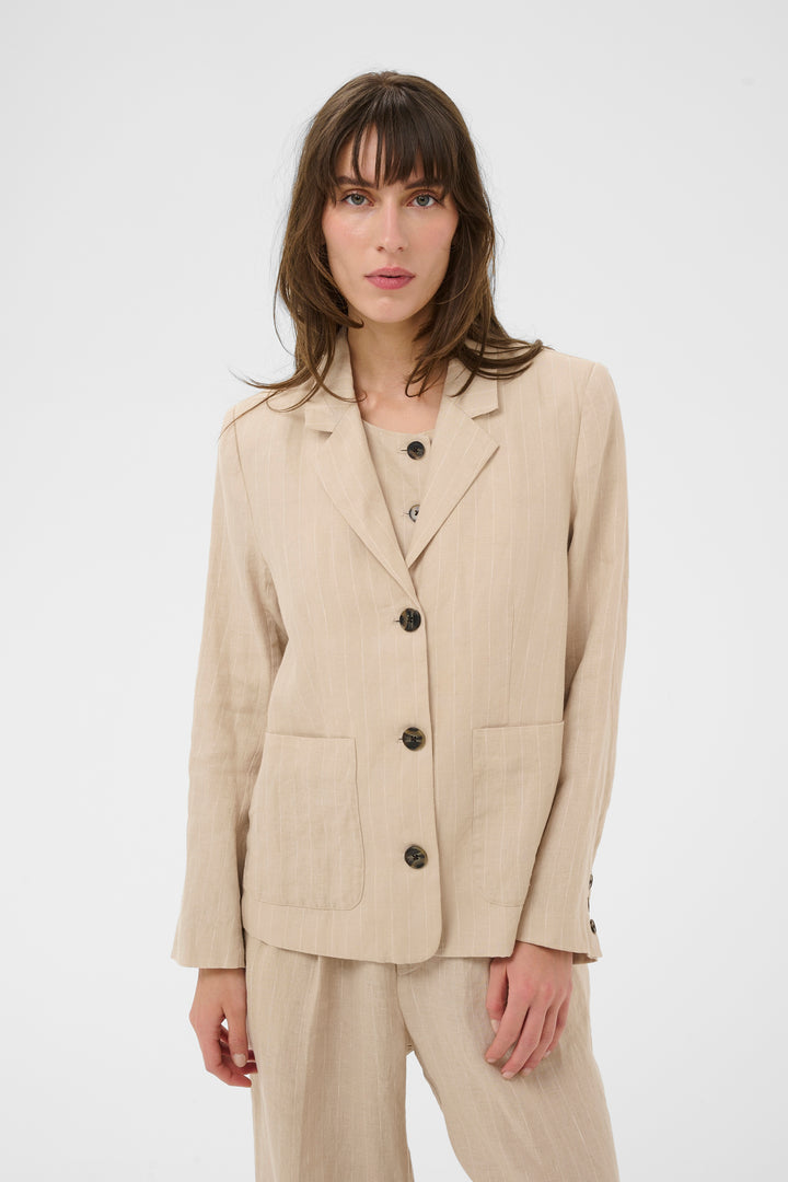 Part Two Alita Blazer  30310442  Neutral Pinstripe