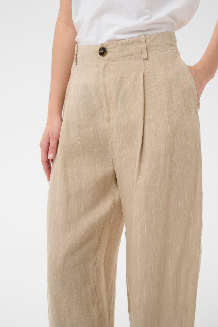 Part Two Nettas Trouser  30310444  Neutral Pinstripe (Silver Mink)