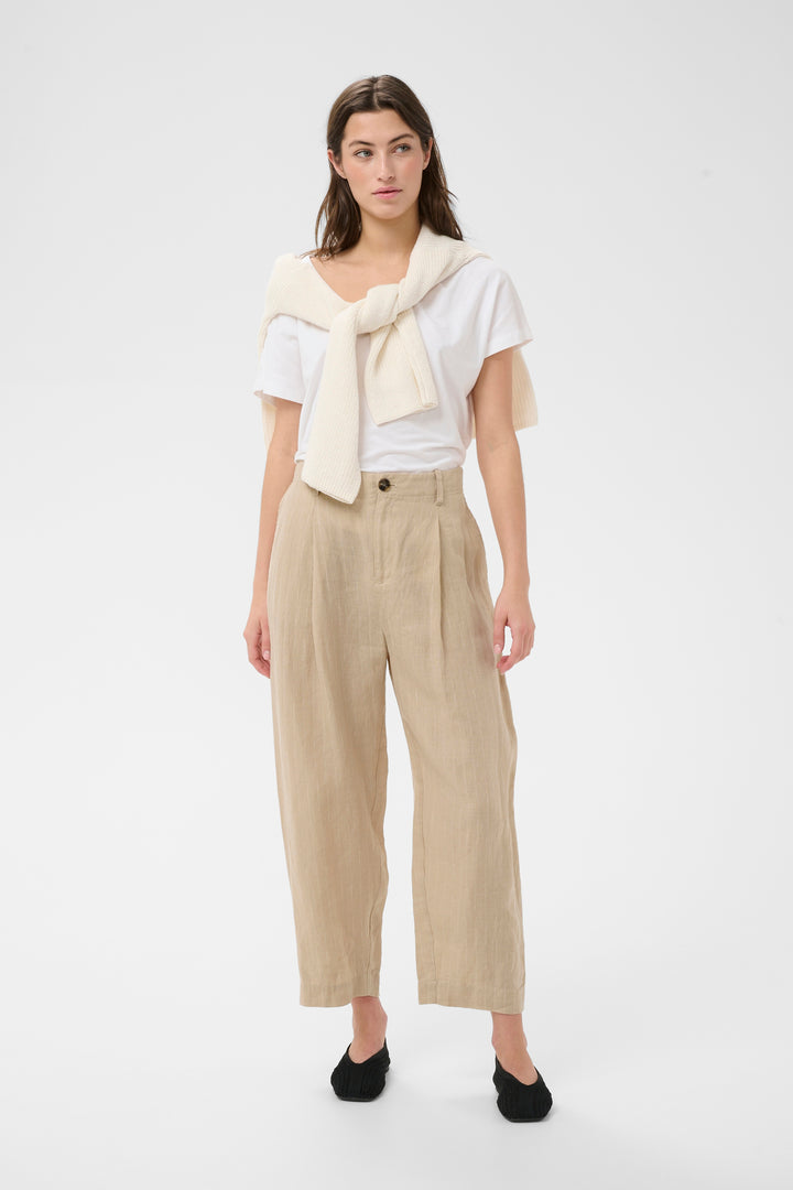 Part Two Nettas Trouser  30310444  Neutral Pinstripe (Silver Mink)