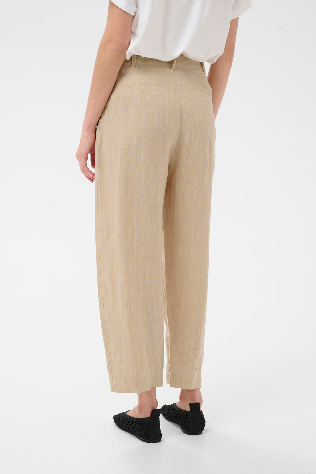 Part Two Nettas Trouser  30310444  Neutral Pinstripe (Silver Mink)