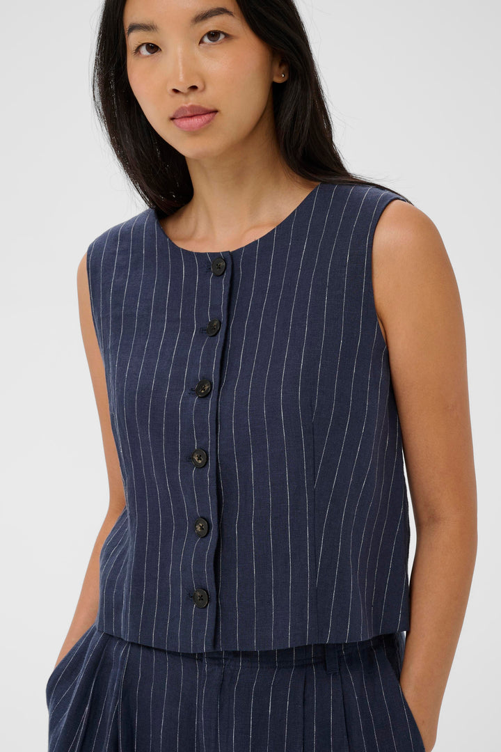 Part Two Azania Vest  30310487  Blue Nights Pinstripe