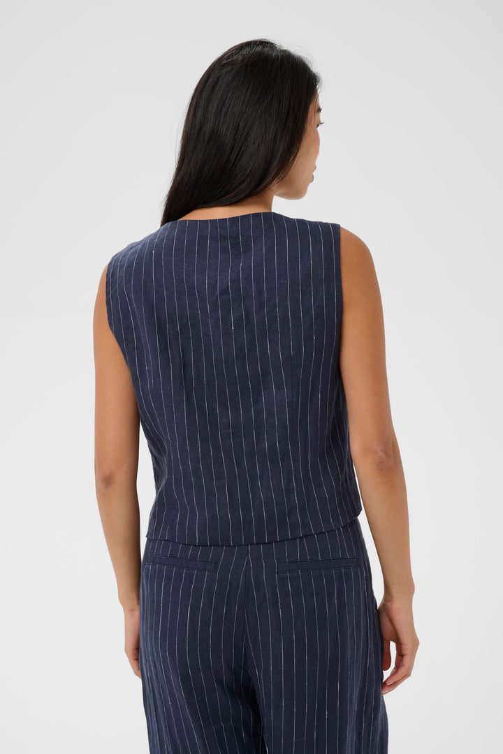 Part Two Azania Vest  30310487  Blue Nights Pinstripe
