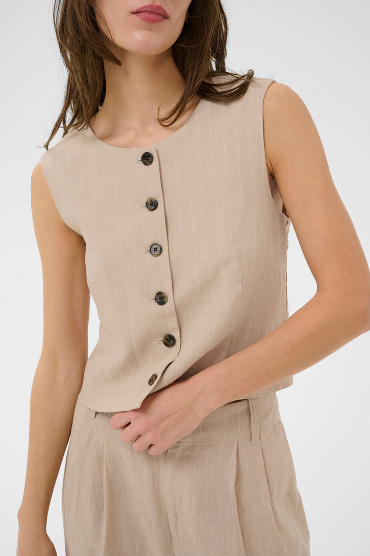 Part Two Azania Vest  30310487  Neutral Pinstripe