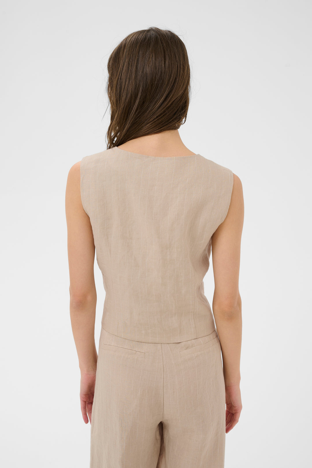 Part Two Azania Vest  30310487  Neutral Pinstripe