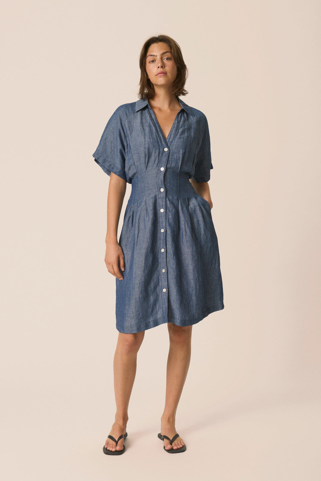 Part Two Betine Dress  30310517  Blue Chambray
