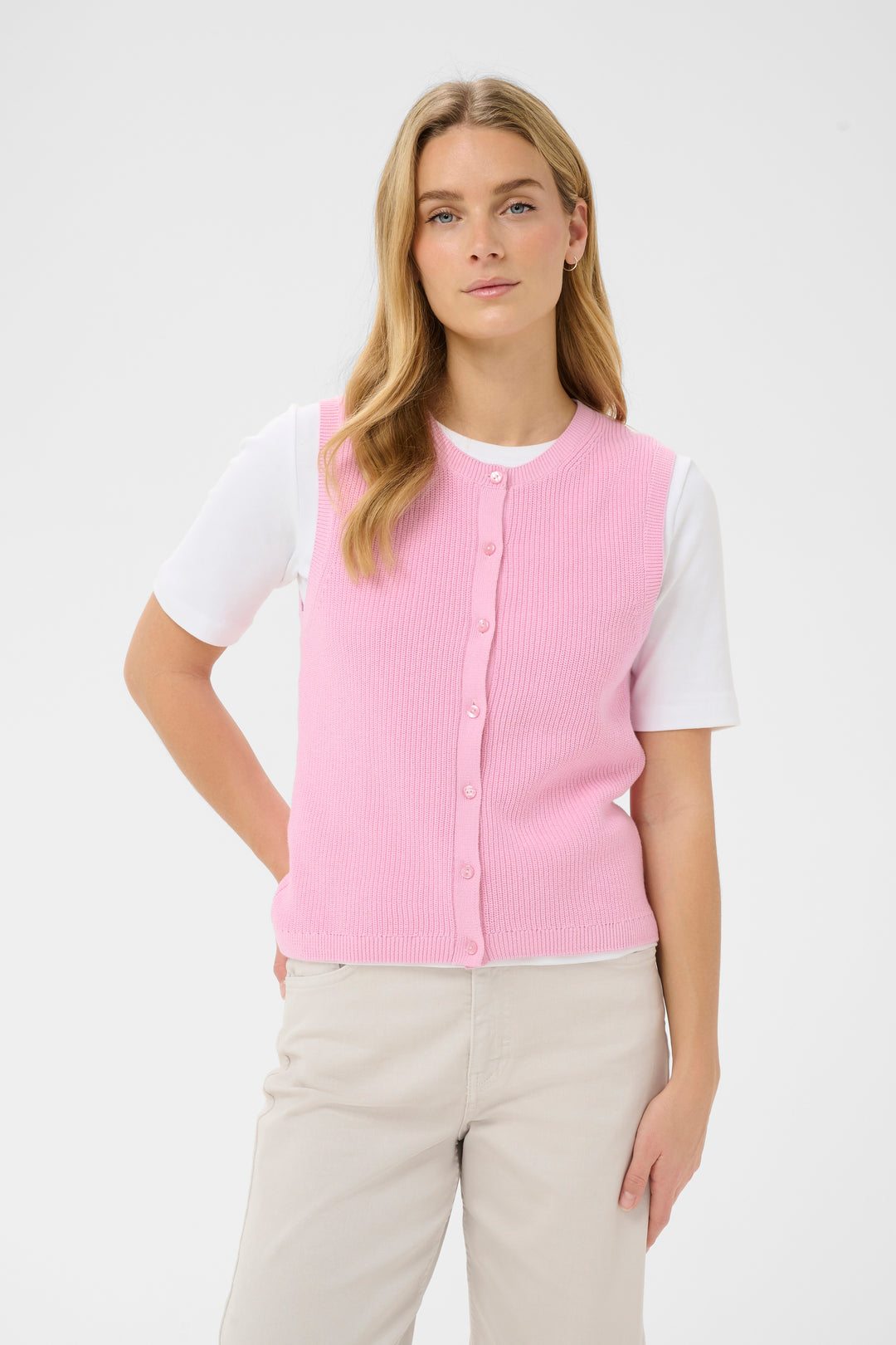 Part Two Gemma Knit Vest  30310605  Cameo Pink