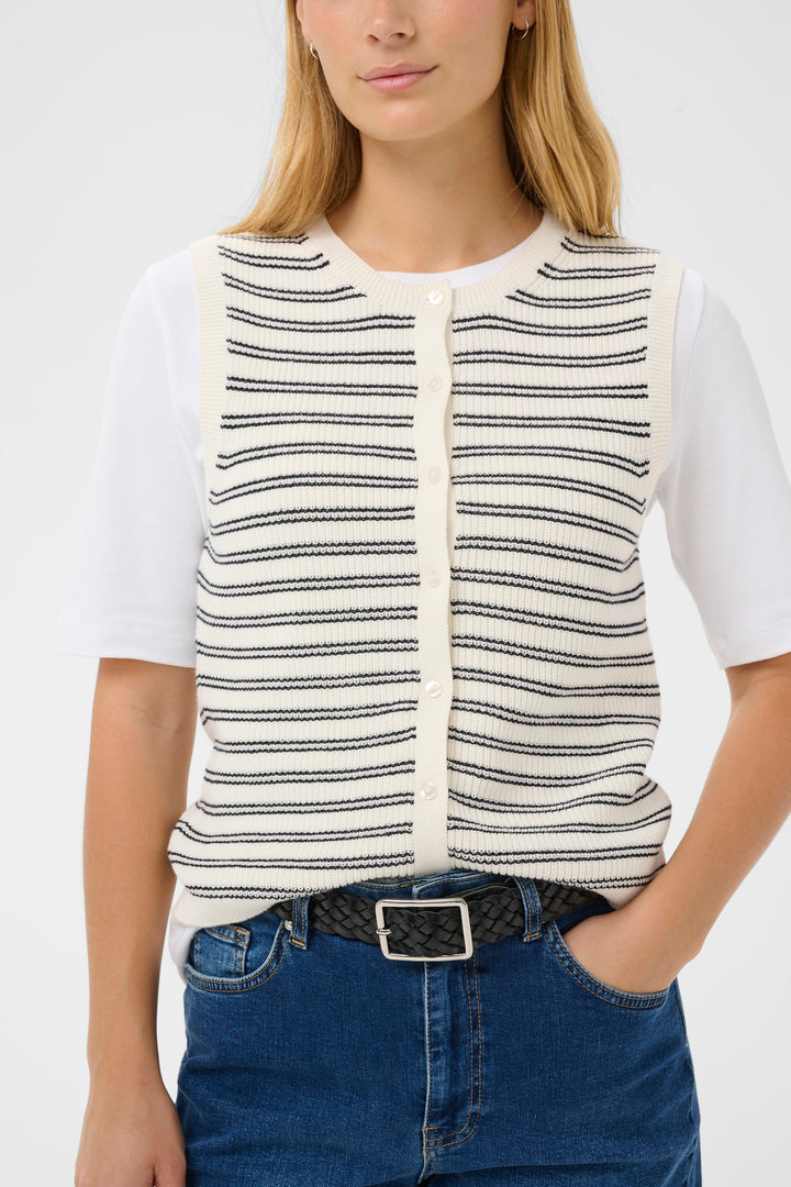 Part Two Gemma Knit Vest  30310605  Dark Navy Twin Stripe