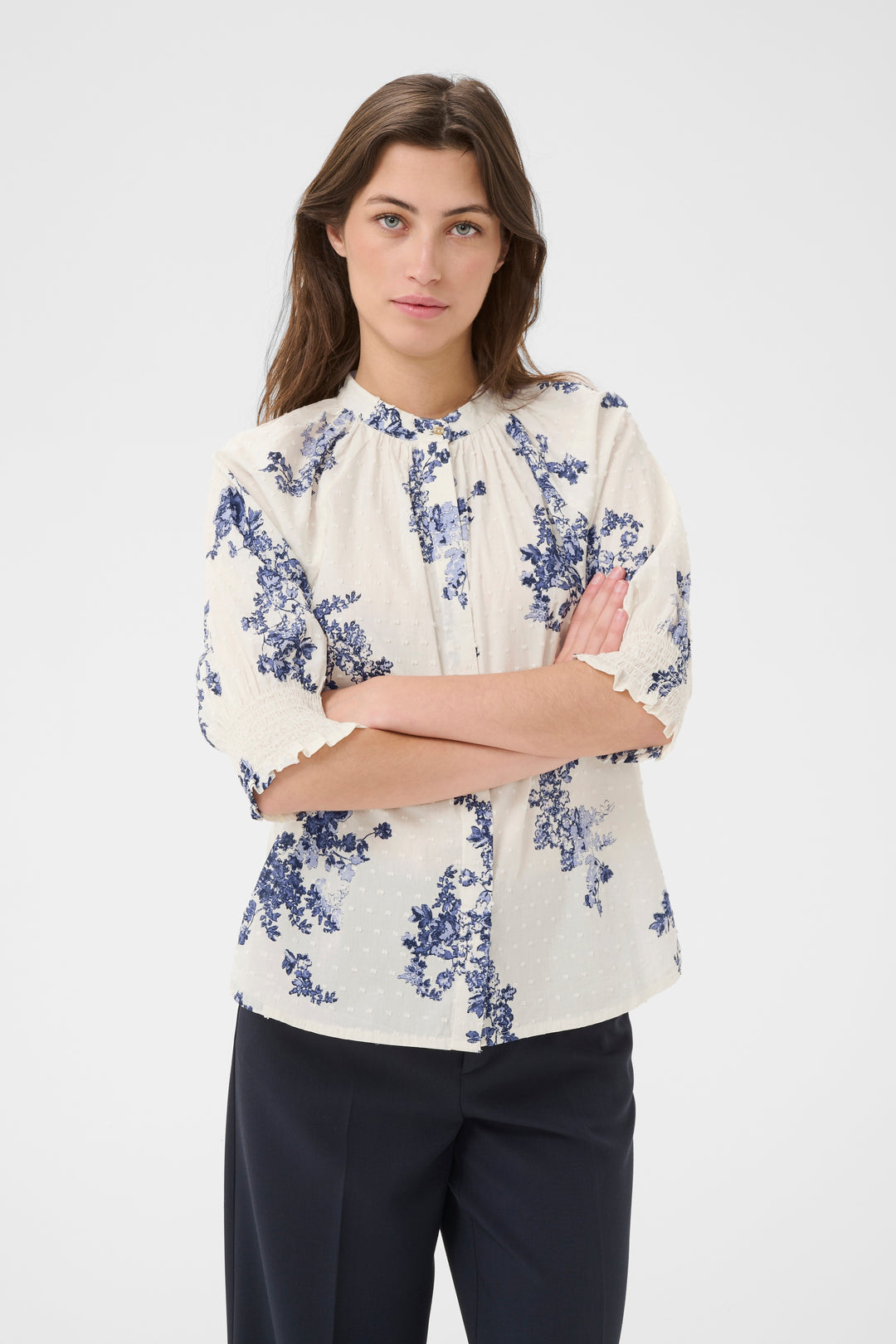 Part Two Almeras Top  30310709  Blue Shadow Flower Pring