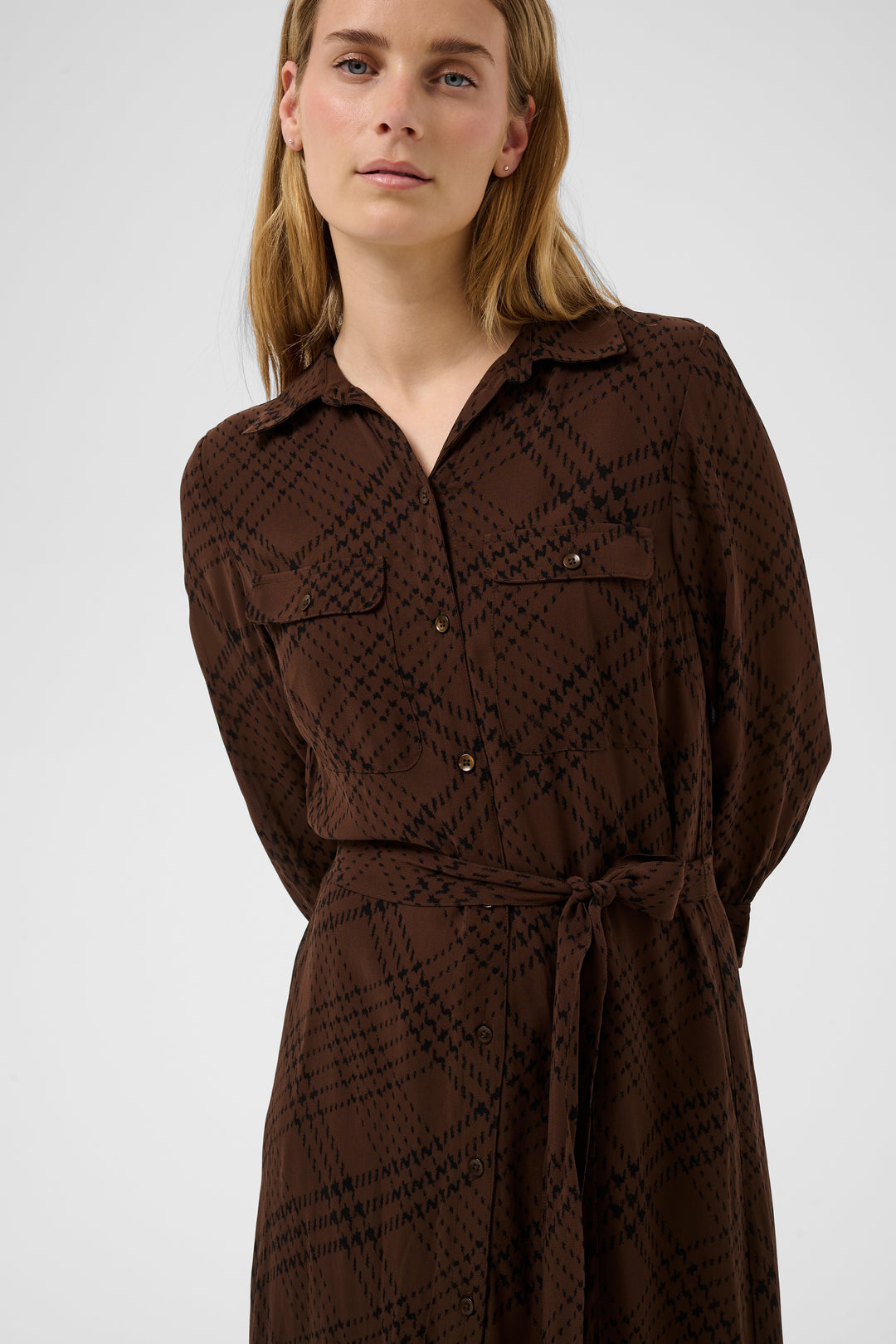 Part Two Cathie Dress  30310757  Brown Check Print