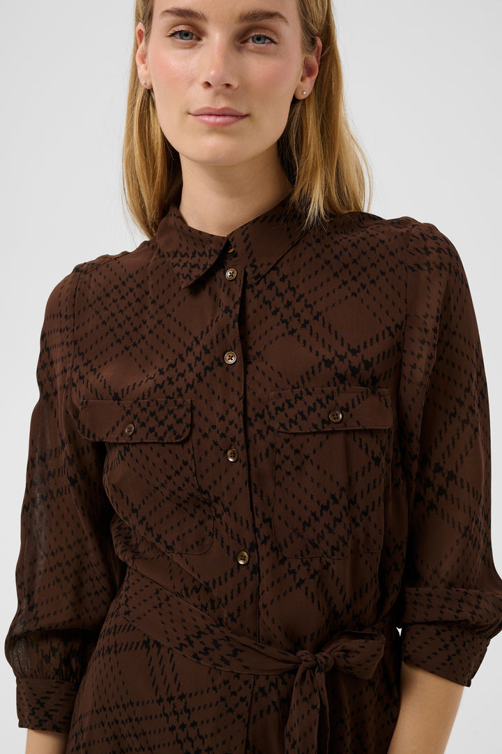 Part Two Cathie Dress  30310757  Brown Check Print