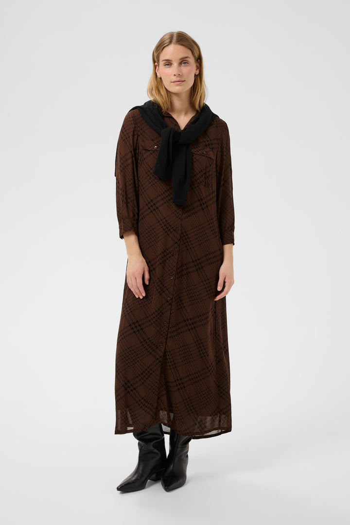 Part Two Cathie Dress  30310757  Brown Check Print