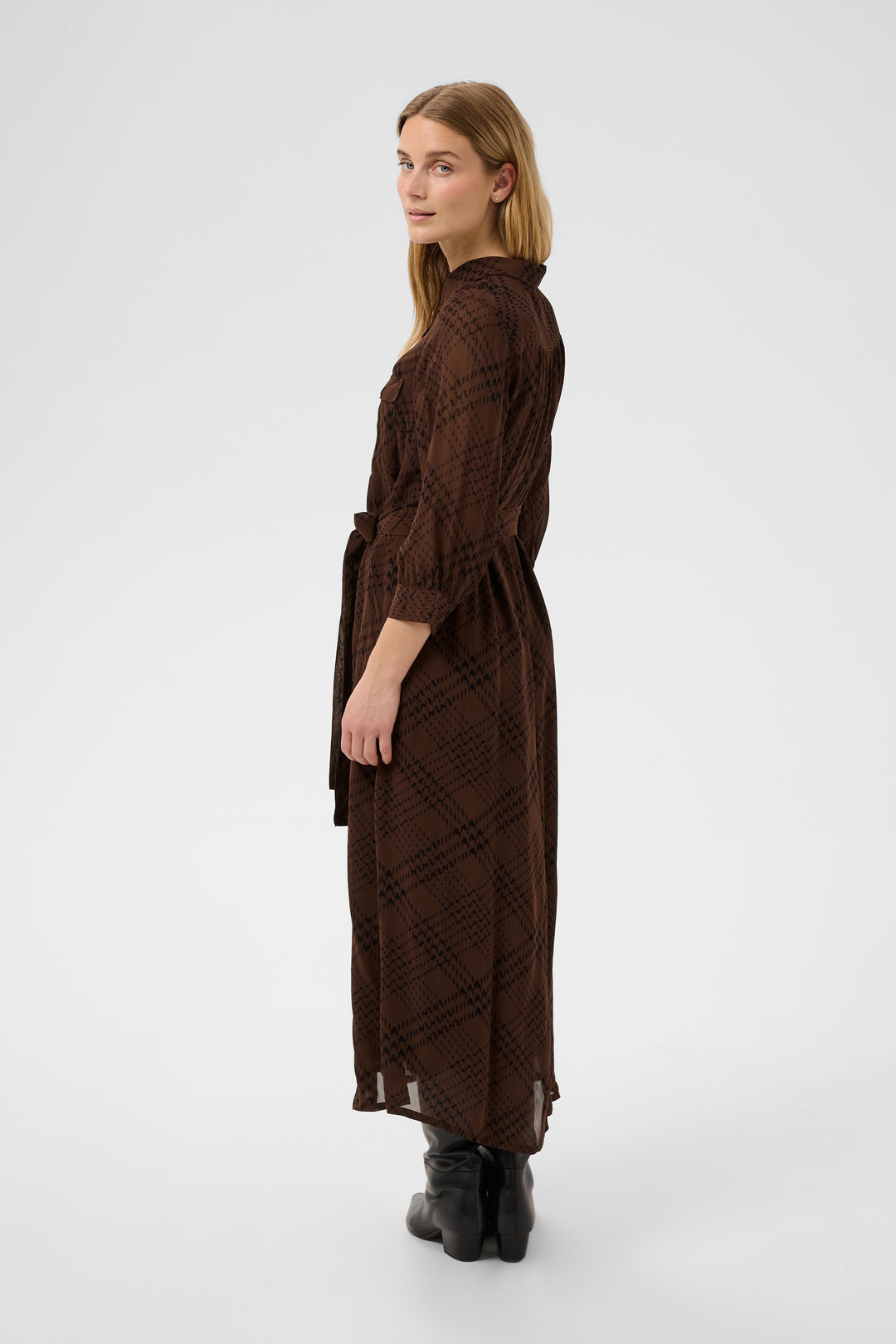 Part Two Cathie Dress  30310757  Brown Check Print