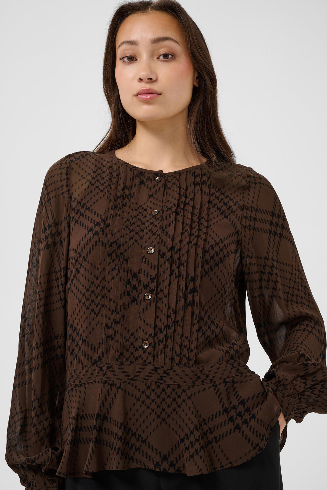 Part Two Cantaline Shirt  30310758  Brown Check Print