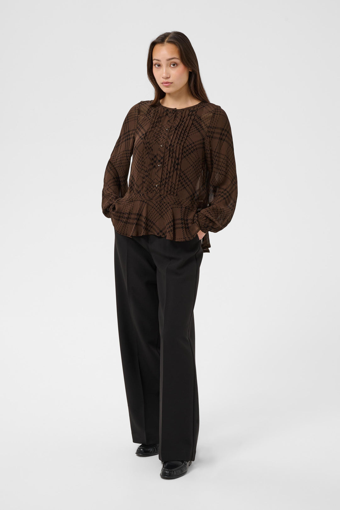Part Two Cantaline Shirt  30310758  Brown Check Print