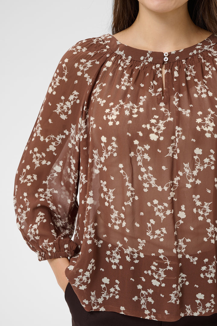 Part Two Catin Blouse  30311124  Green Blurred Flowers