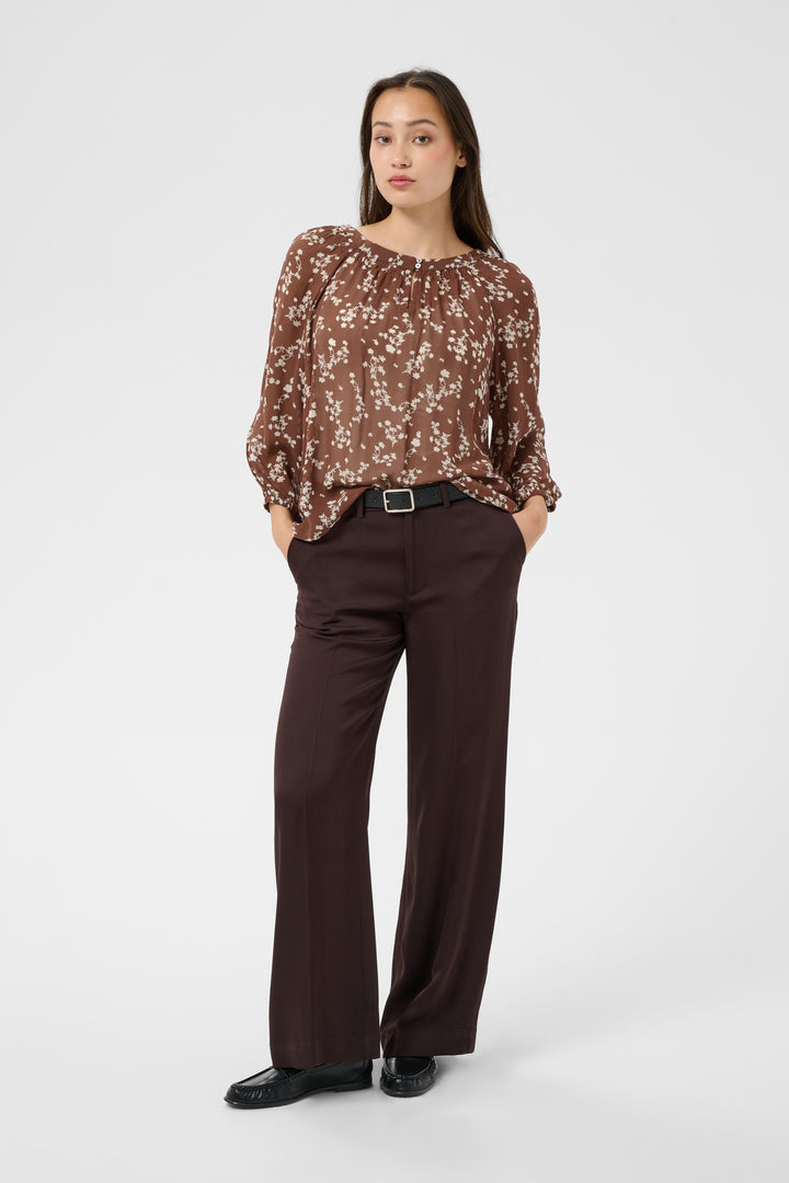 Part Two Catin Blouse  30311124  Green Blurred Flowers
