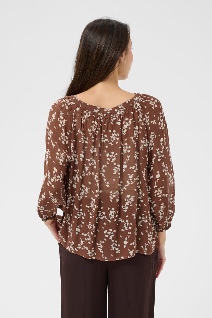 Part Two Catin Blouse  30311124  Green Blurred Flowers