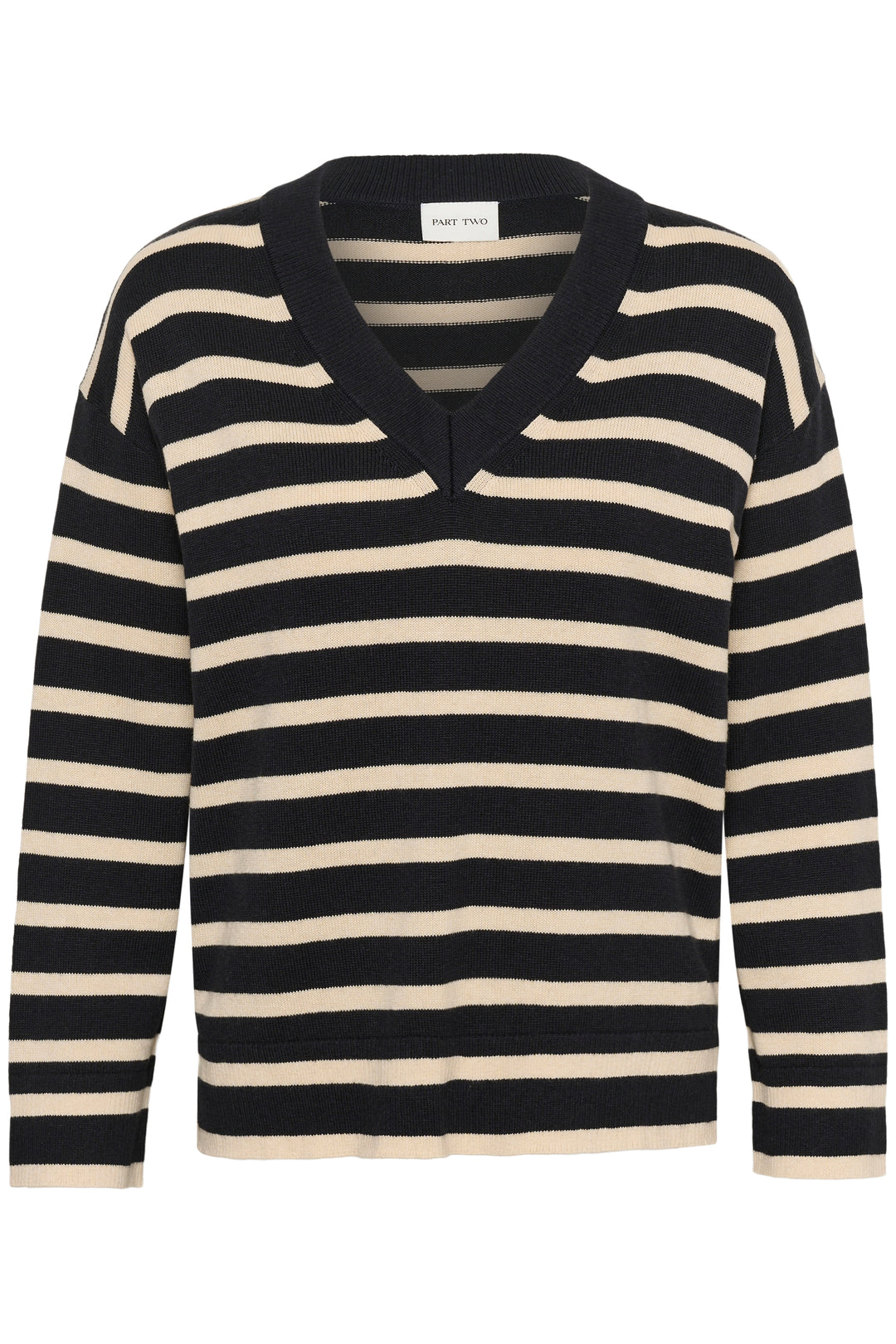 Part Two Charlin V-Neck Sweater  30310834  Downtown Brown Stripe