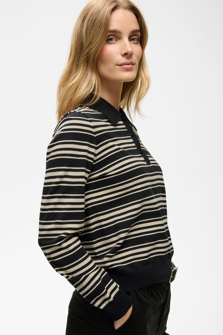 Part Two Channan Polo Pullover  30310838  Black Stripe