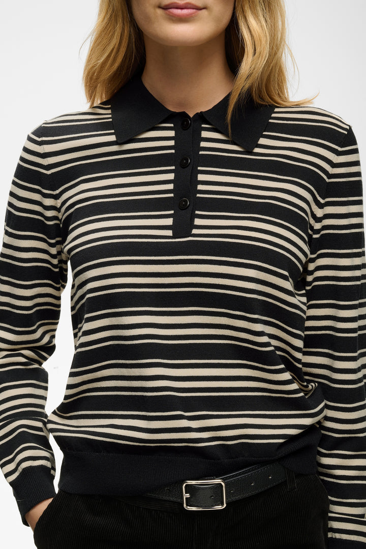 Part Two Channan Polo Pullover  30310838  Black Stripe