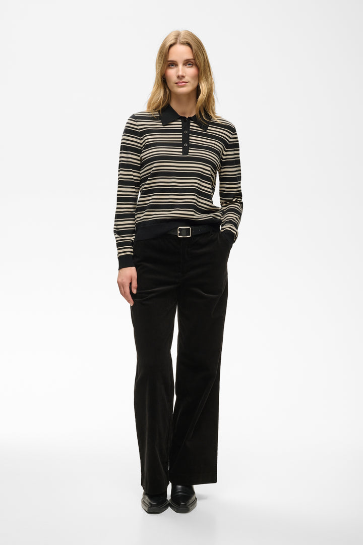Part Two Channan Polo Pullover  30310838  Black Stripe