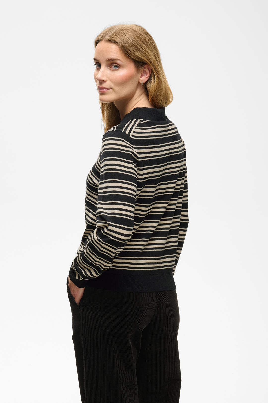 Part Two Channan Polo Pullover  30310838  Black Stripe