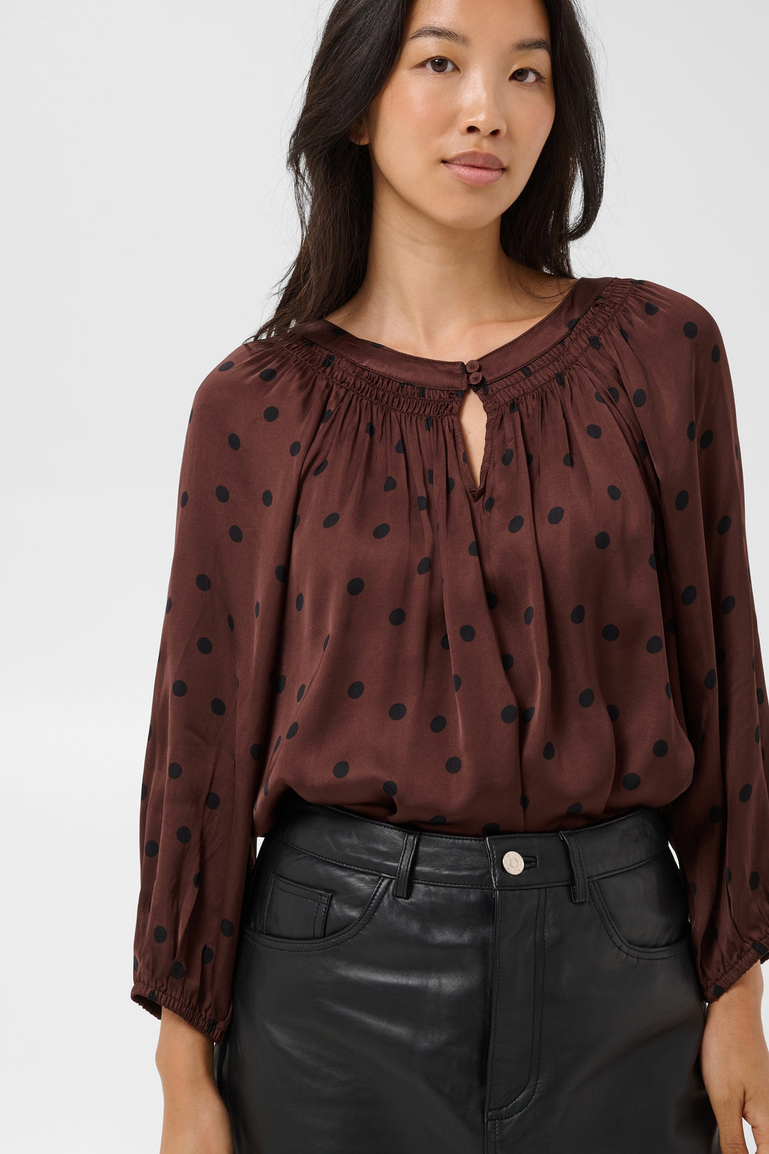 Part Two Catin Blouse  30311124  Brown Dot