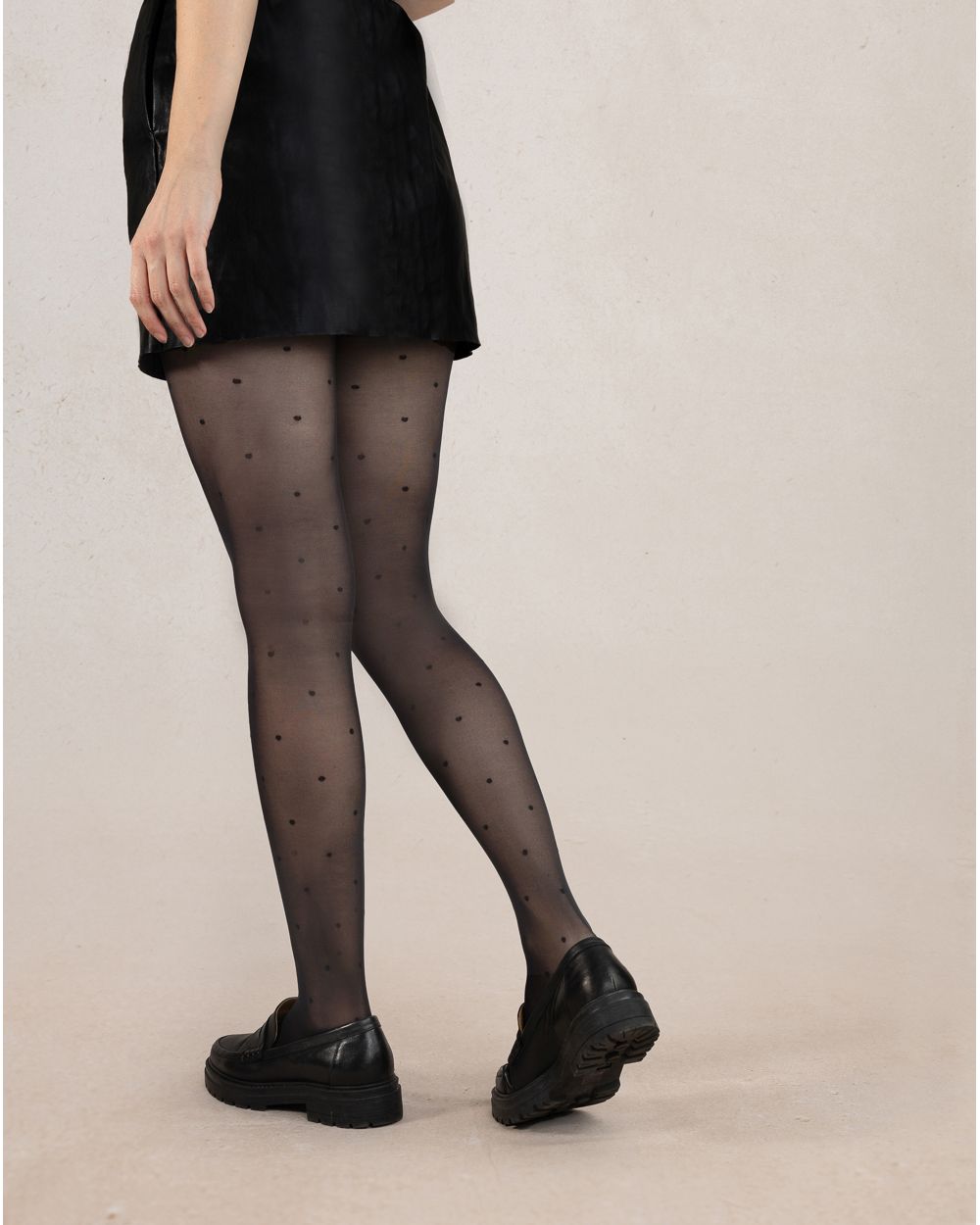 Bleuforet 30D Semi Opaque Polka Dot Pattern  4106  Black