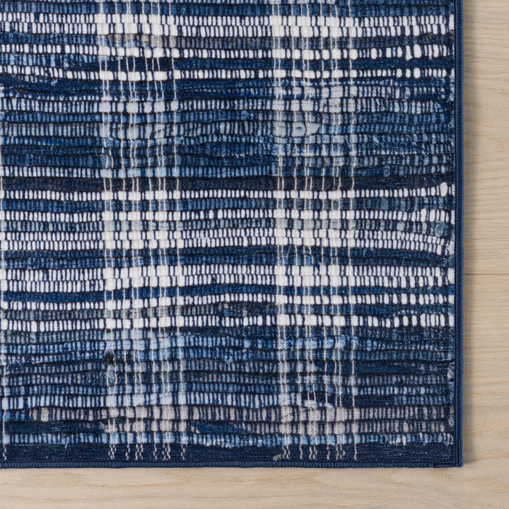 Denim Plaid Machine Washable Rug